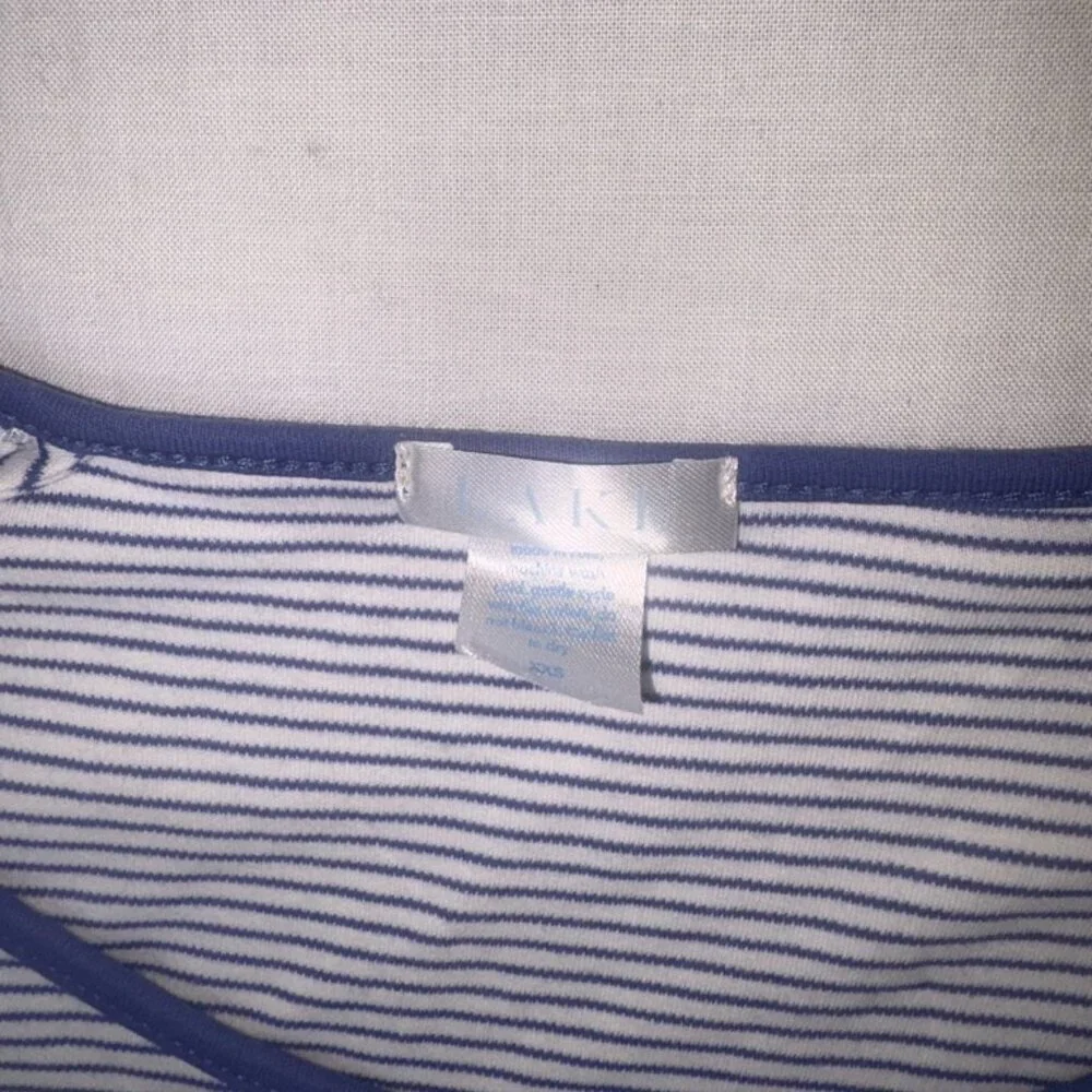LAKE Pajamas XXS SHIRT ONLY Blue White Stripe 100% Pima Cotton